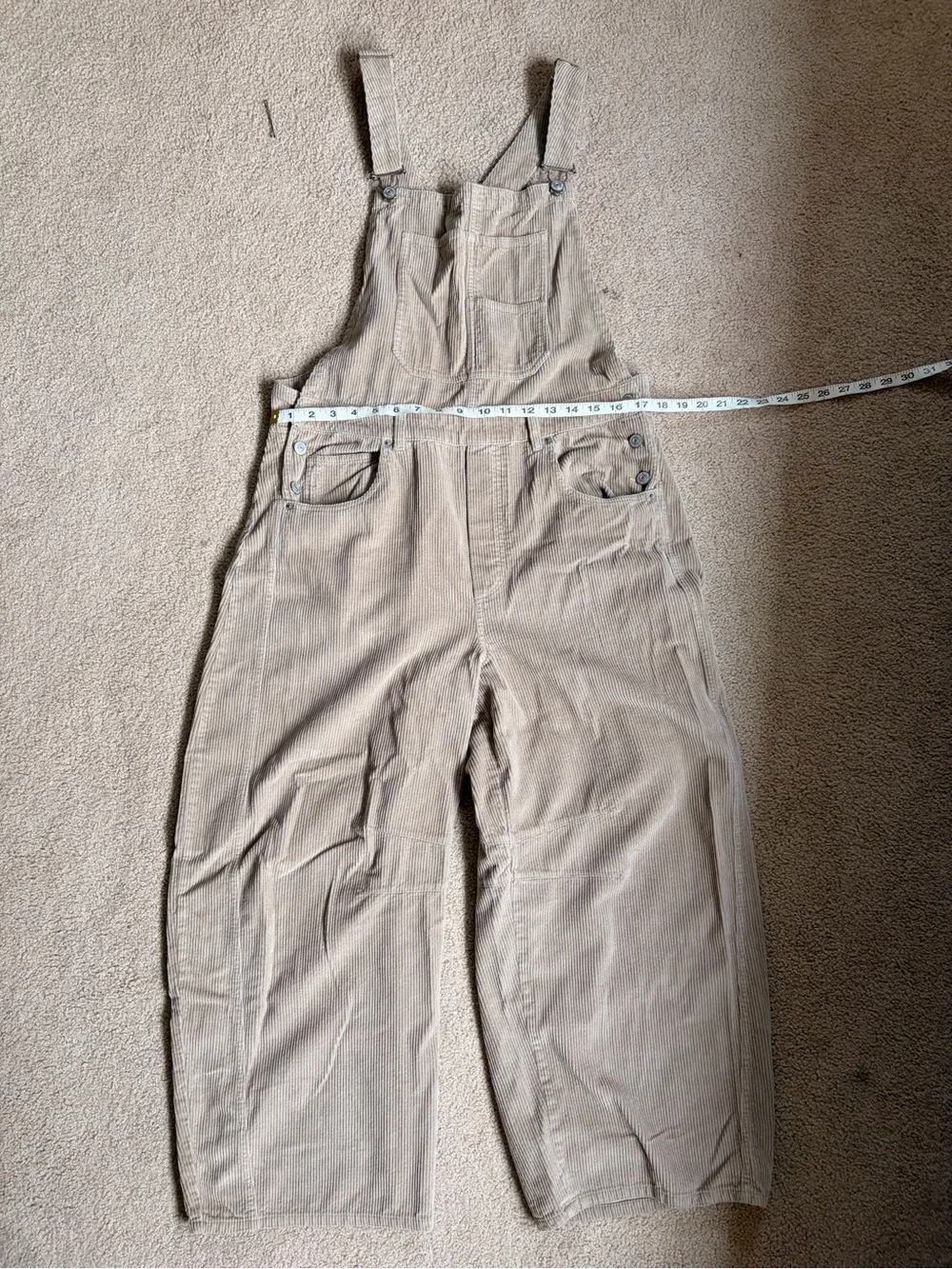 Free People Good Luck Barrel Cord Overalls, Size Large